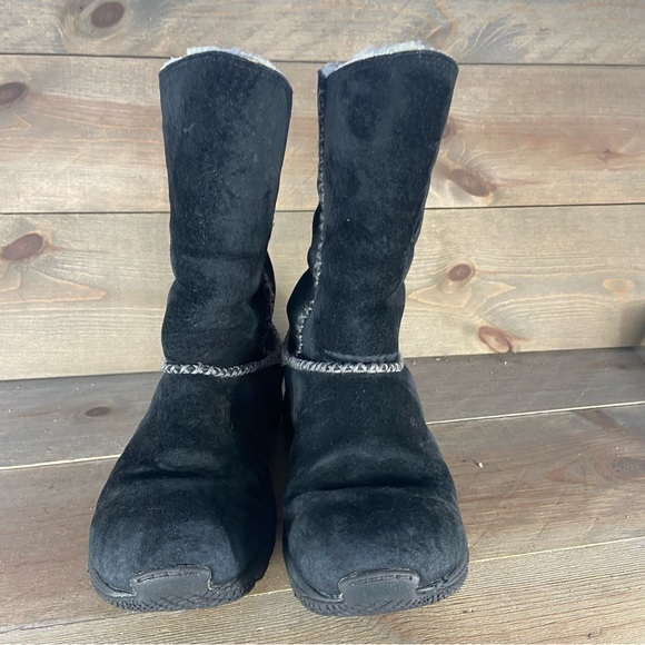 Merrell encore stitch Womens size 7 shoes black suede shering lined winter boots - Picture 5 of 10